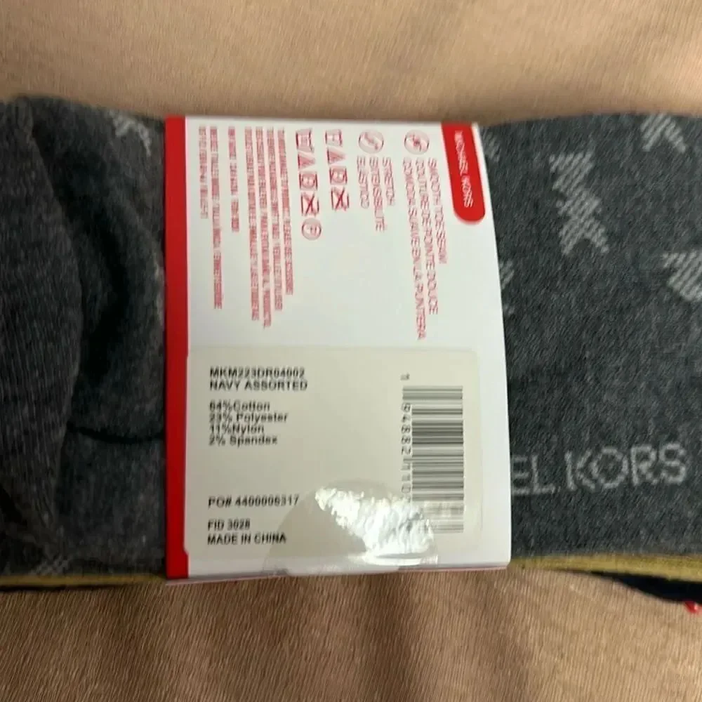 Michael Kors Men’s Pack of 3 Pairs Dress Crew Socks Navy Silver Gray Mustard